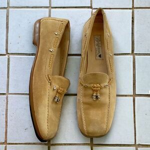 BRIGHTON Ulani Tassel Caramel Leather Suede Driving Flats Size 8.5